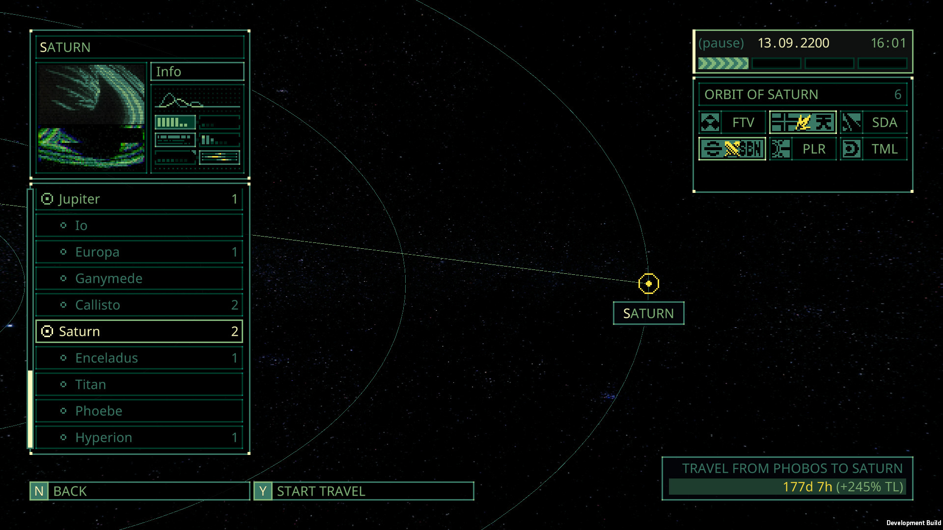 Quasimorph Magnum base ship interface showing module upgrade status and orbital mission deployment